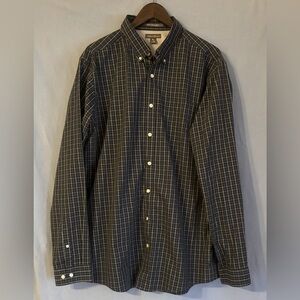 Men's Tall XL Eddie Bauer Wrinkle Free Black Plaid Button Down Shirt